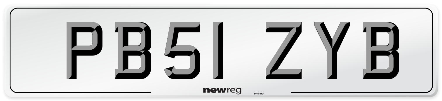 PB51 ZYB Number Plate from New Reg